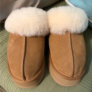 UGG Cream Fur Lined Slippers